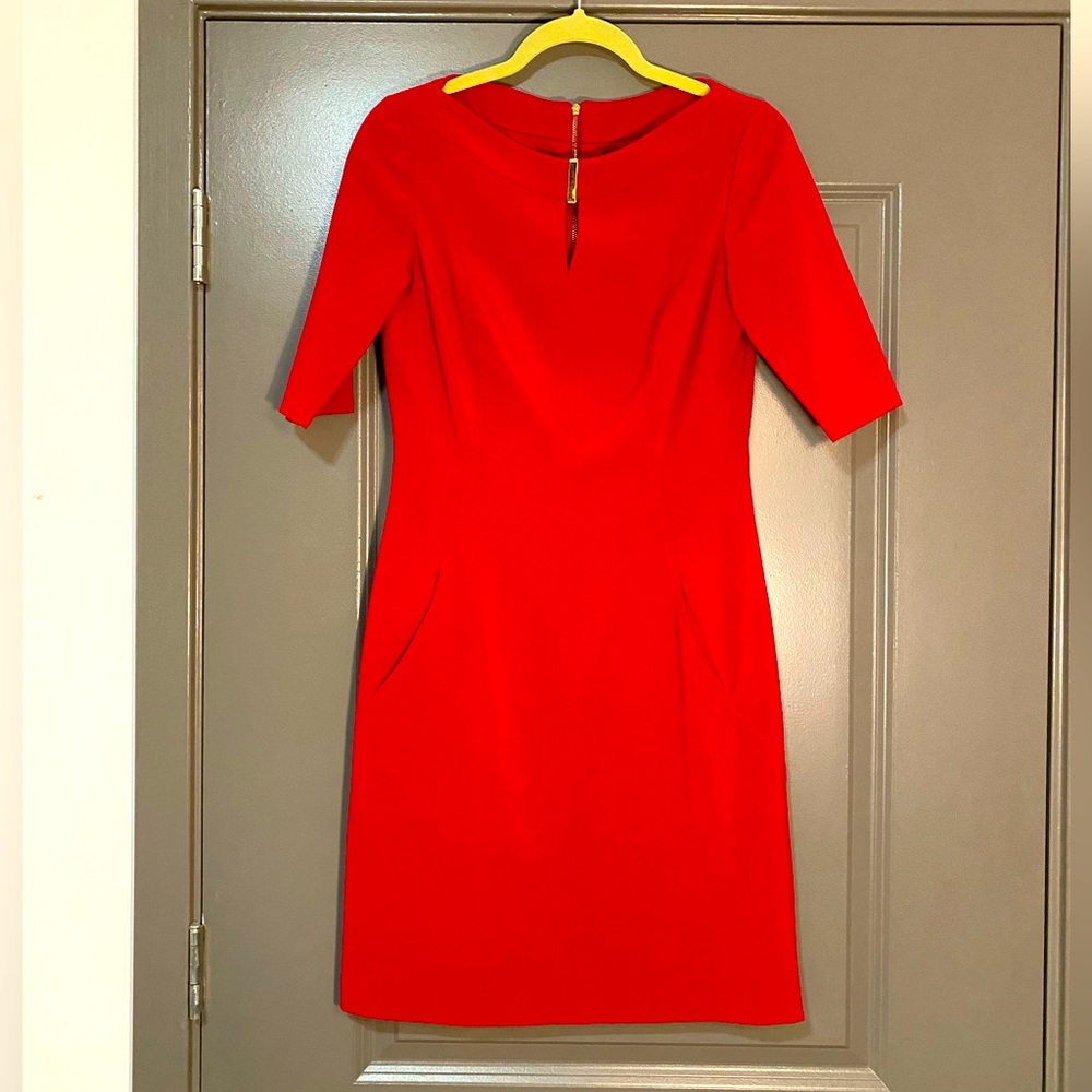 Tahari Arthur Levine Red Midi Dress